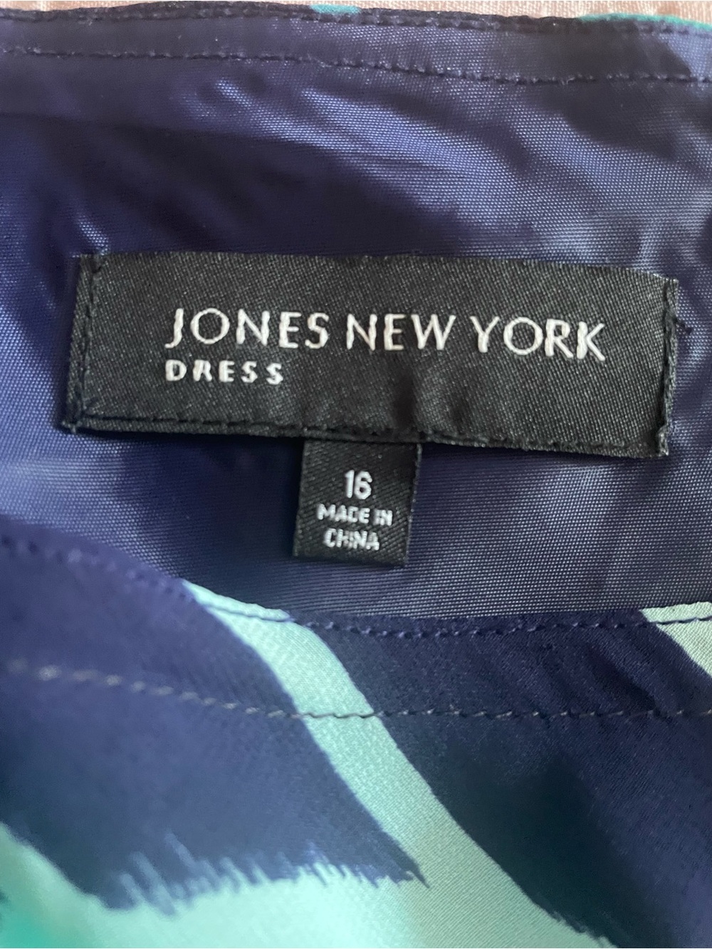 Jones New York Navy and Teal Brushstroke Dress